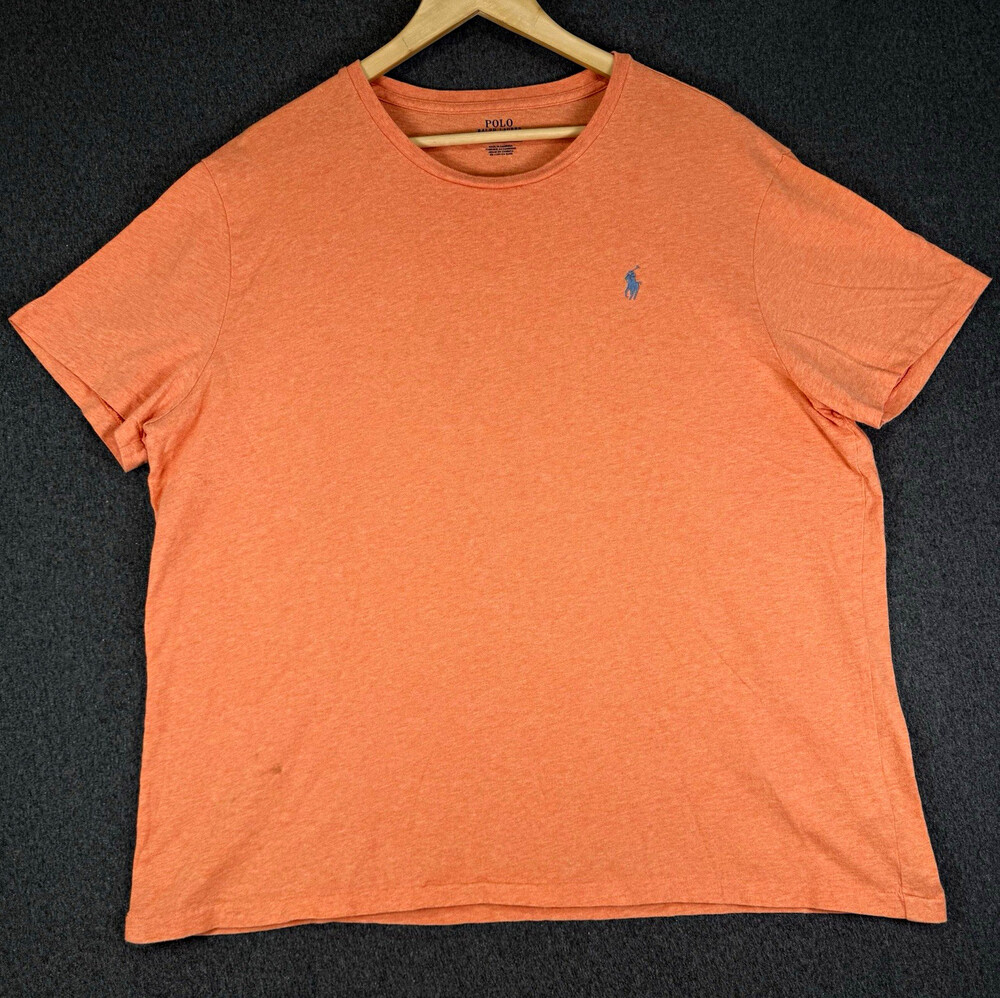 Polo Ralph Lauren Mens XL Orange Heather T Shirt Blue Pony Logo Short Sleeve